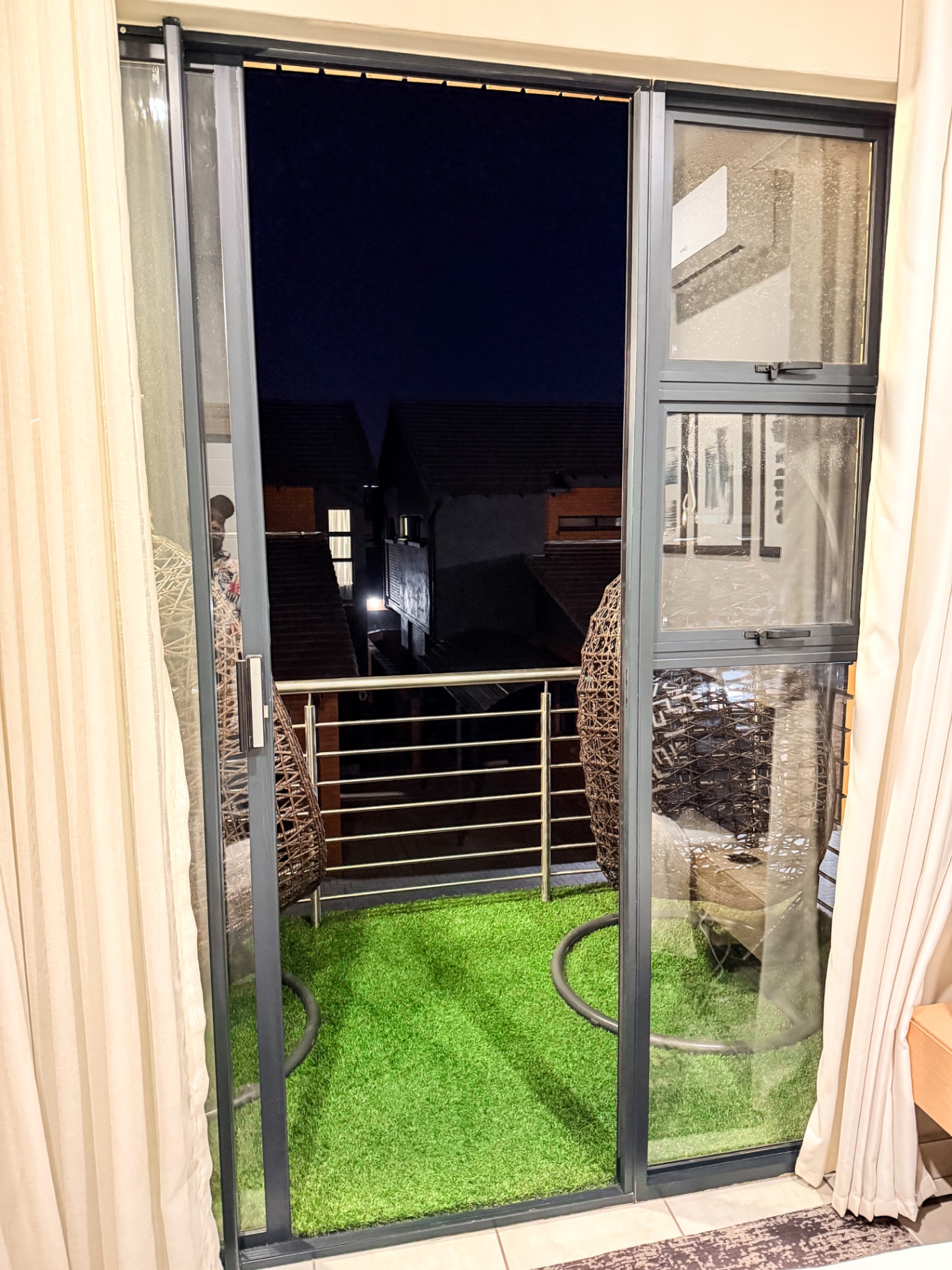 Private balcony sliding doors and view